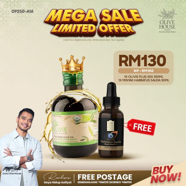 SET SINGLE B ( 1X OLIVIE PLUS 30X 250ML + FREE MINYAK HABATUS SAUDA